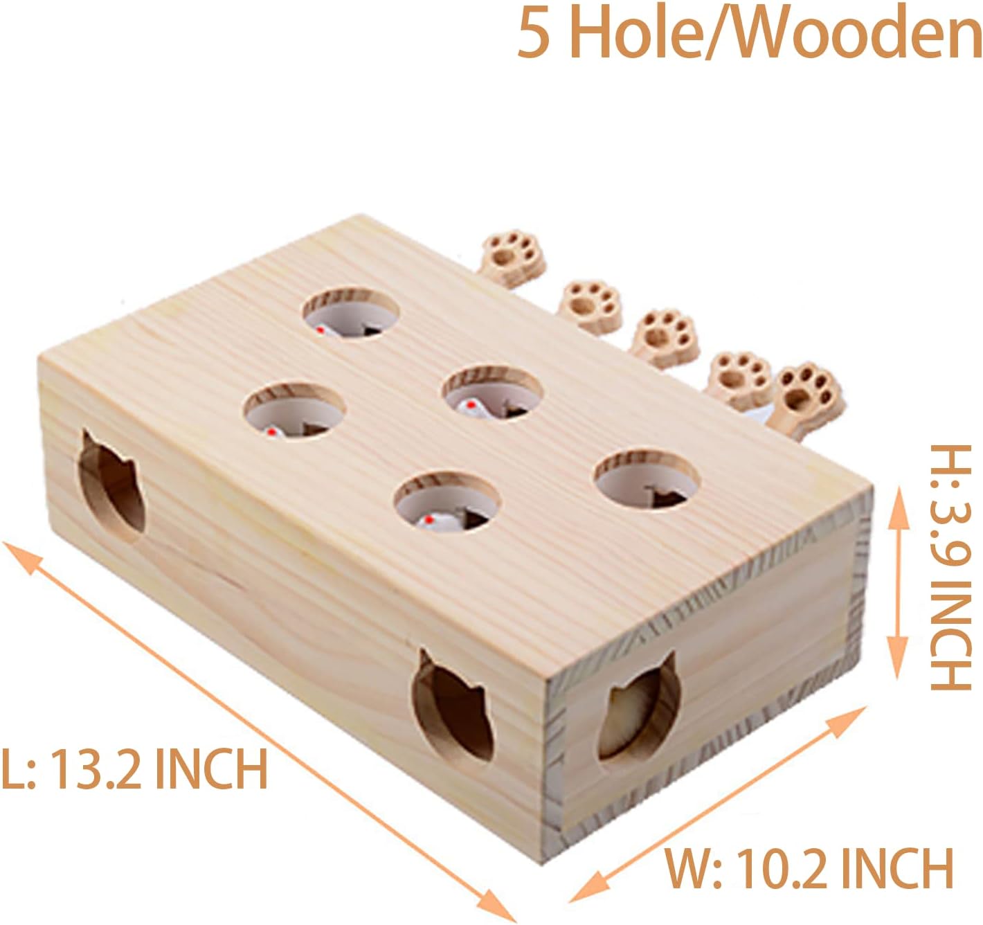 Interactive Wooden Whack-A-Mouse Cat Toy – Smart Cat Enrichment & Paw Training Game