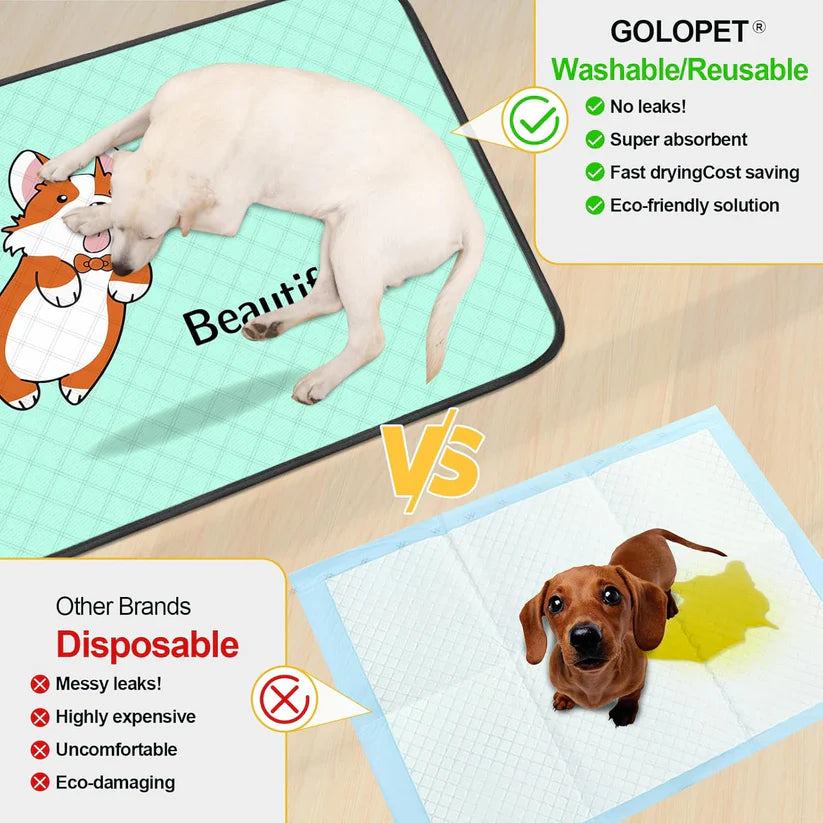 Premium Reusable Dog Pee Pads (35x22in) – Ultra Absorbent, Waterproof & Non-Slip – Ideal for Puppy Training, Crates & Whelping Areas