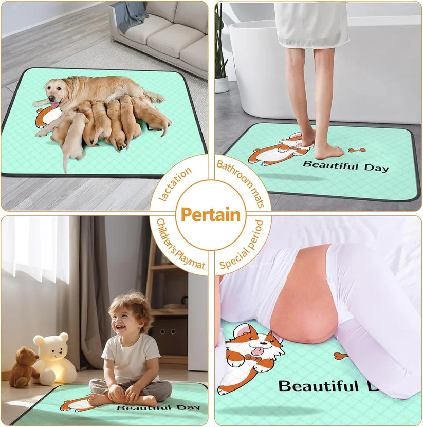 Premium Reusable Dog Pee Pads (35x22in) – Ultra Absorbent, Waterproof & Non-Slip – Ideal for Puppy Training, Crates & Whelping Areas