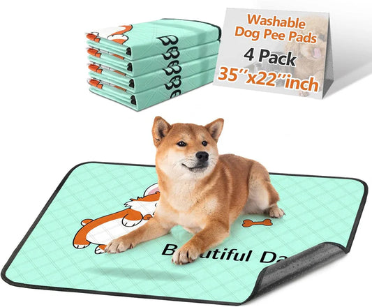 Premium Reusable Dog Pee Pads (35x22in) – Ultra Absorbent, Waterproof & Non-Slip – Ideal for Puppy Training, Crates & Whelping Areas