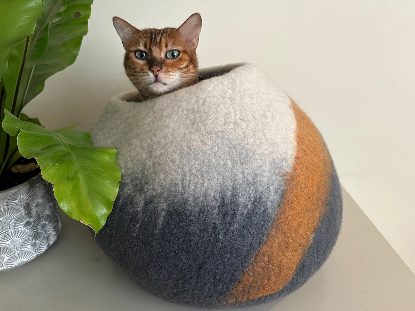 Premium Merino Wool Cat Cave – Cozy Hideout Bed for Cats & Kittens | Handcrafted Modern Design