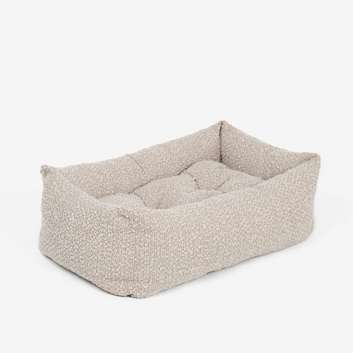 Luxury Gold Dog Crate with Bouclé Cushion – Foldable Metal Pet Cage with Cozy Calming Bed for Puppies & Small Dogs